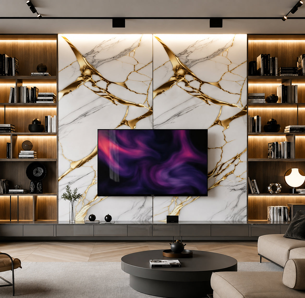 Gold Vein PVC Marble Wall