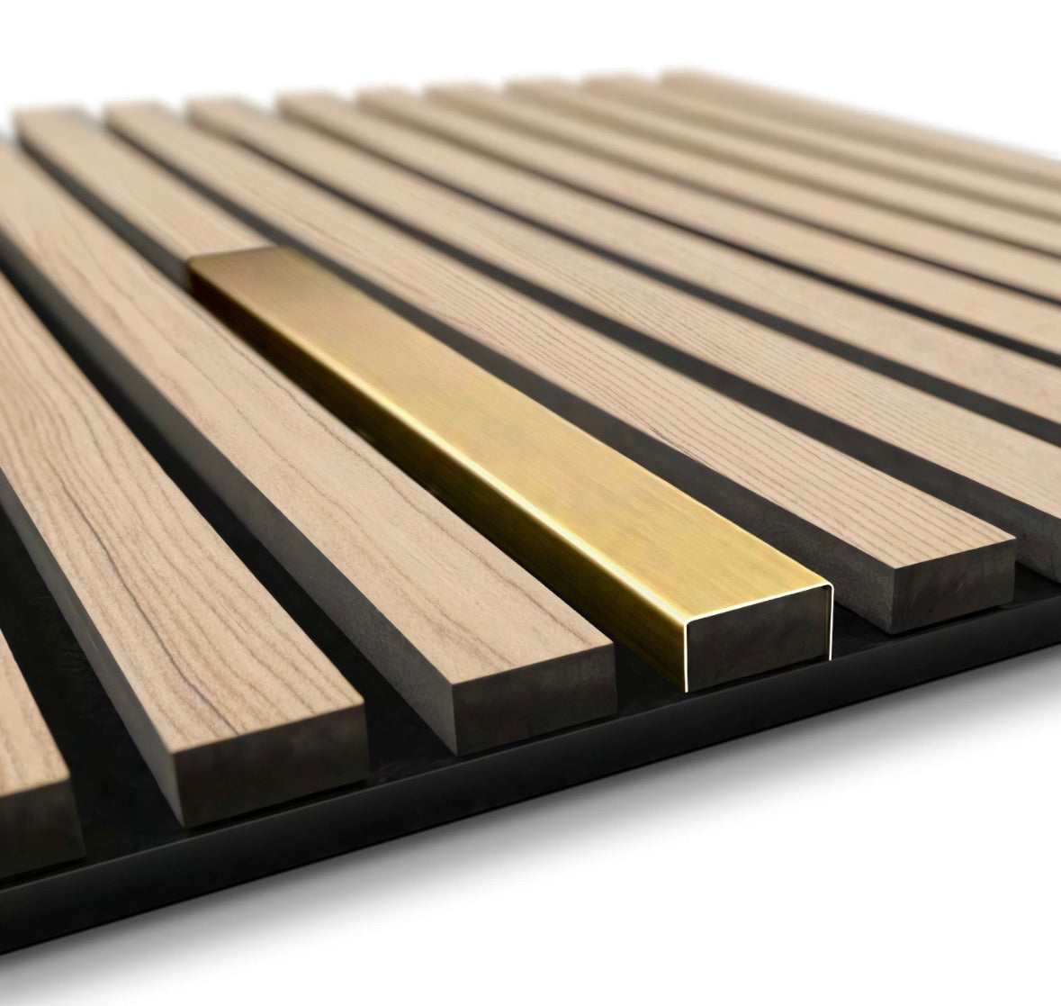 Wood Panel Metal Cover - Gold