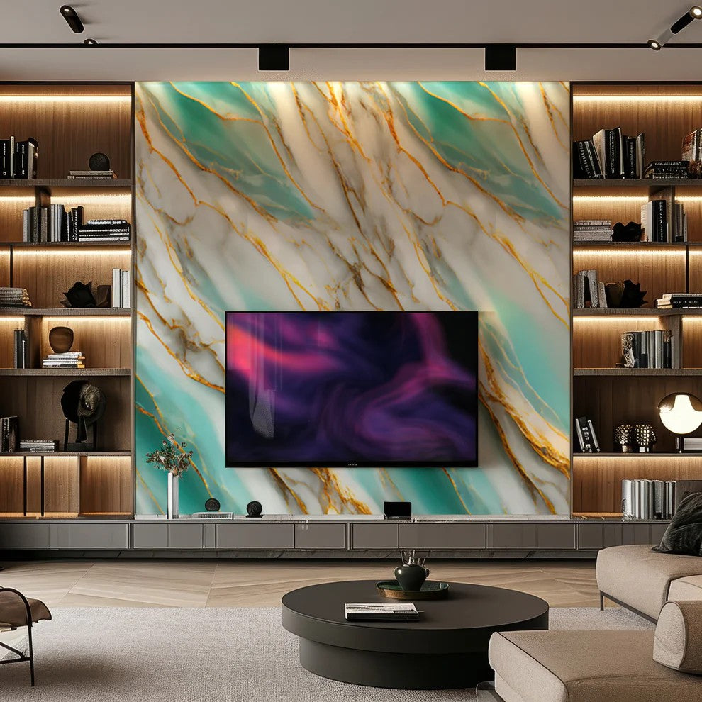 Aqua Flame Marble PVC Wall