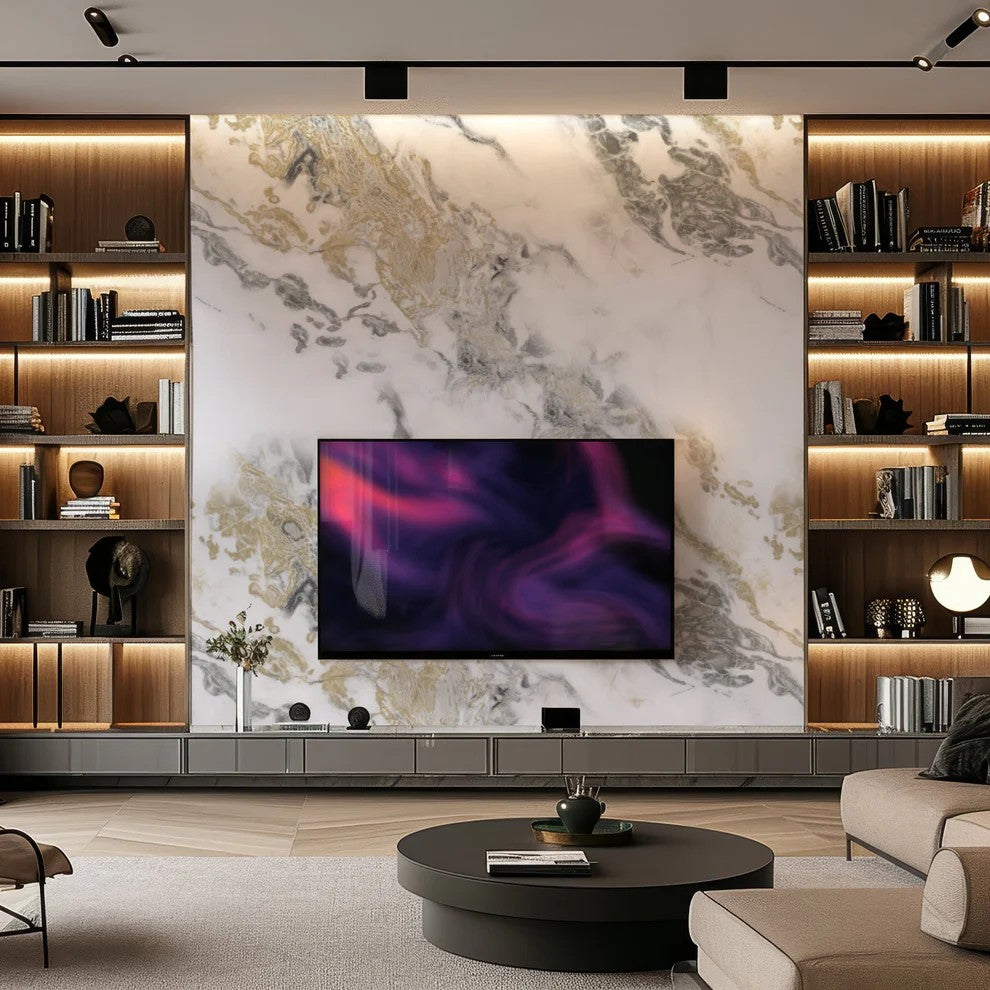 Golden Elegance Marble PVC Wall