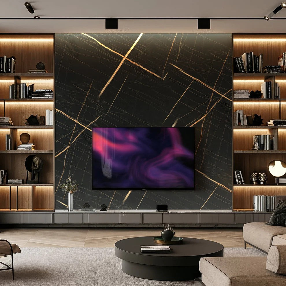 Midnight Gold Marble PVC Wall