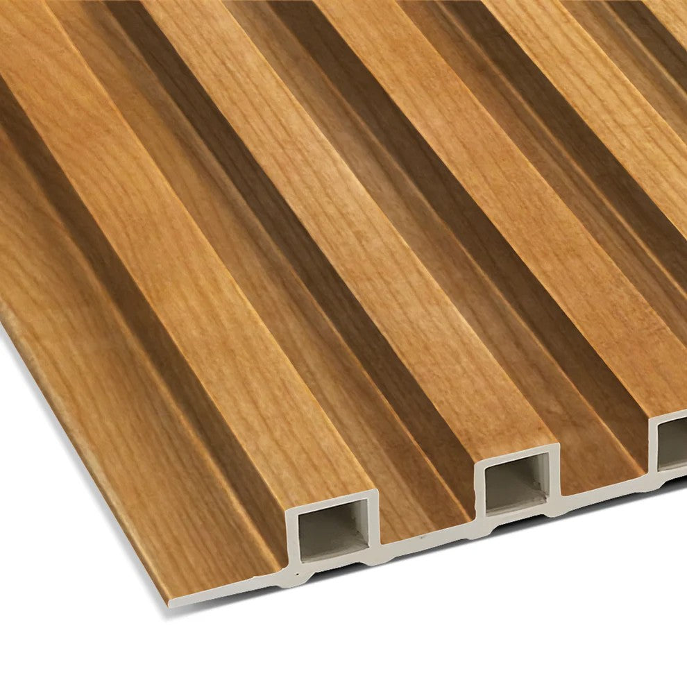 Natural Wood Color WPC Fluted Slat Wall Panel