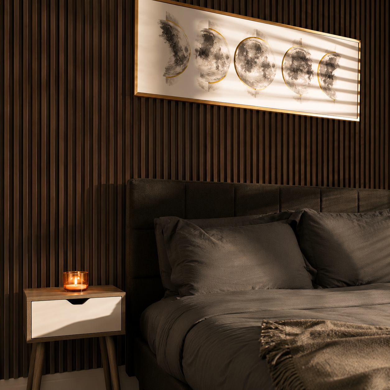 Dark Walnut Wood Texture WPC Fluted Slat Wall Panel